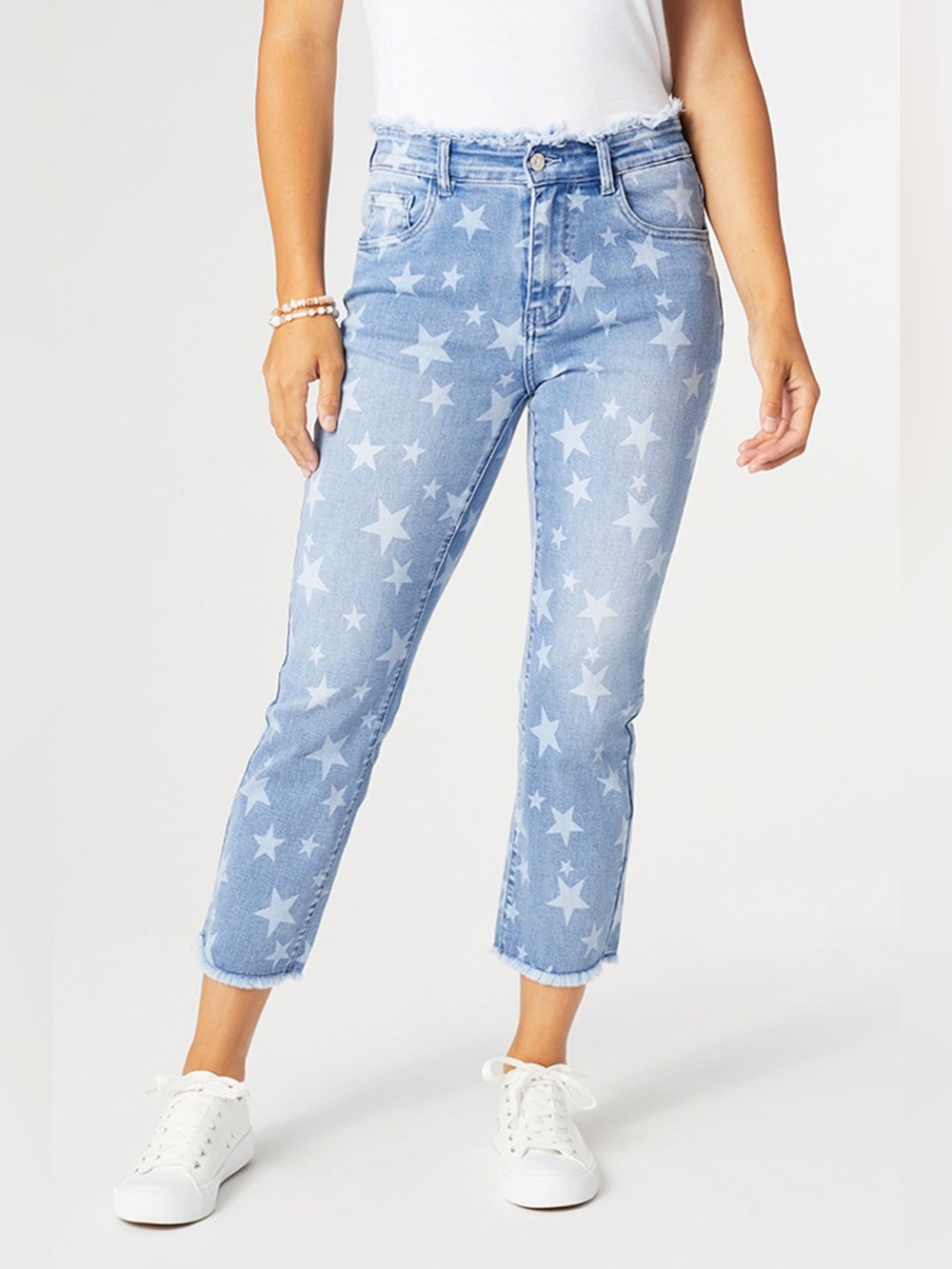 Judy Blue Cropped Straight Star Pattern Denim Jeans